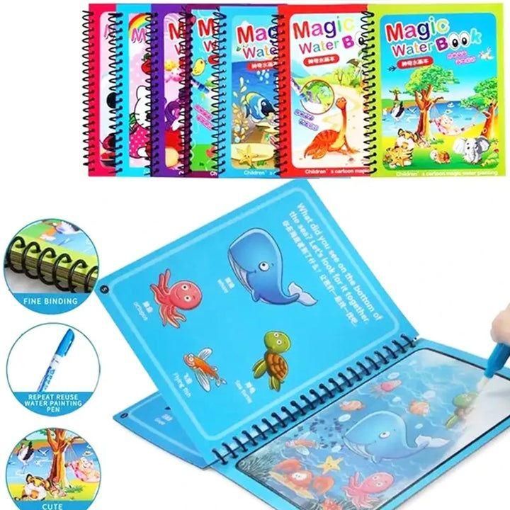 Kid's Reusable Magical Water Painting Practice Book (Set Of 4)